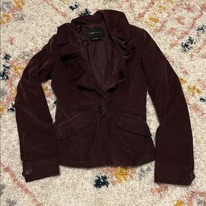 BCBGMaxAzria Ruffled Blazer - Dark Brown XXS